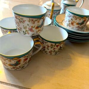 Original Christian Dior Cloisonné coffee, tea set for six